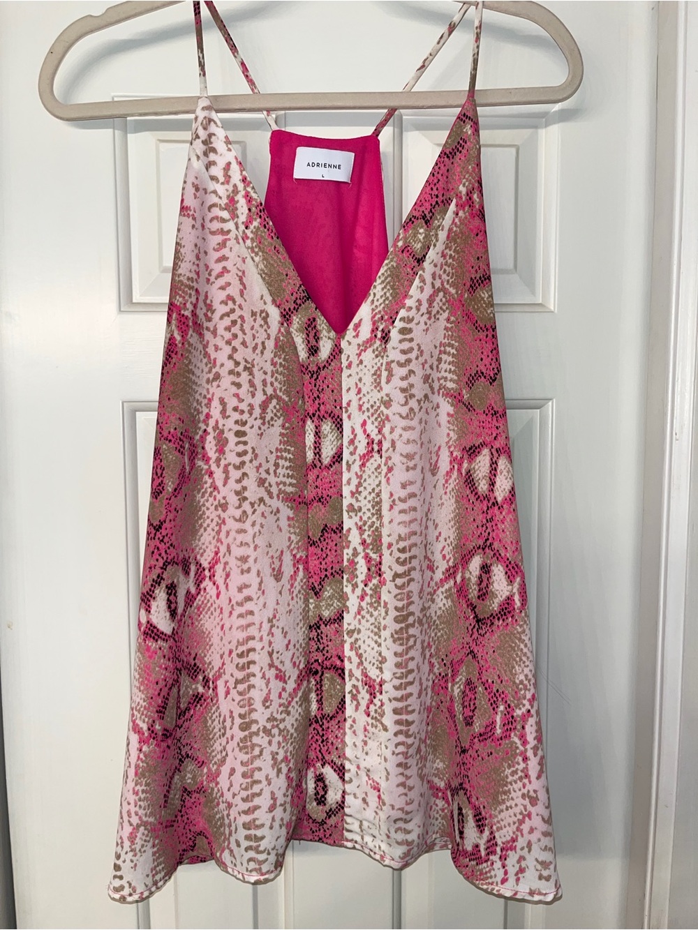 Adrienne Pink Snake-Print top sz large